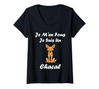 Femme Humour Chacals Animaux Je m'en Fous Je suis Un Chacal T-Shirt avec Col en V