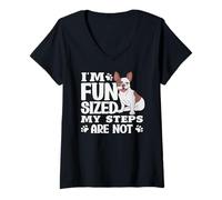 Femme Humour Chien en Train de Courir Wait for Me I Have Little Legs T-Shirt avec Col en V