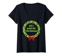 Femme Humour Choux de Bruxelles Drôle à Noël des Fiers Végétariens T-Shirt avec Col en V