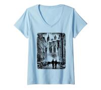Femme Humour copilote I Get Us Into Trouble T-Shirt avec Col en V