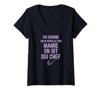 Femme Humour Cuisine - on ne m'appelle Pas Mamie T-Shirt avec Col en V