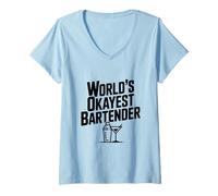 Femme Humour de Barman Le Plus Correct du Monde pour Les Amateurs de Boissons T-Shirt avec Col en V