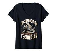 Femme Humour de Compost d'escargot de Technicien de décomposition T-Shirt avec Col en V