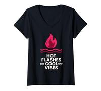 Femme Humour de la ménopause Hot Flash Survival Midlife Power Squad T-Shirt avec Col en V