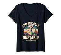 Femme Humour de Laboratoire du département Scientifique chimiquement instable T-Shirt avec Col en V