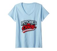 Femme Humour de Lancement de Baseball | Pitcher Life Pitcher Dad Coach T-Shirt avec Col en V