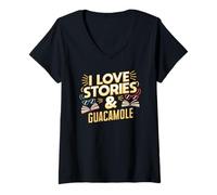 Femme Humour de Lecture drôle pour Amateur de Livres et Guacamole T-Shirt avec Col en V