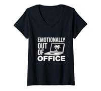 Femme Humour de Travail Amusant pour collègues de Travail émotionnellement Hors du Bureau T-Shirt avec Col en V