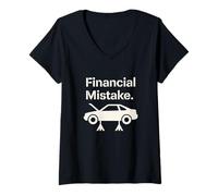 Femme Humour de Voiture d'erreur financière T-Shirt avec Col en V