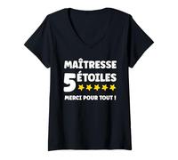 Femme Humour Départ Enseignante école Merci Super maîtresse T-Shirt avec Col en V