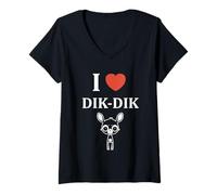 Femme Humour Dik-Diks Animaux drôle Minimaliste i Love Dik-Dik T-Shirt avec Col en V