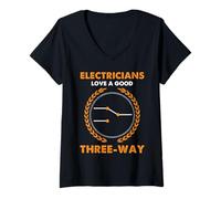 Femme Humour d'ingénieur électricien à trois voies T-Shirt avec Col en V