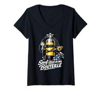 Femme Humour Diving sauf Celle de ma Bouteille T-Shirt avec Col en V