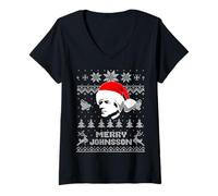 Femme Humour drôle Andrew Président Johnson Noël Holiday Humour T-Shirt avec Col en V