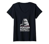 Femme Humour du propriétaire du Chat de la royauté persane T-Shirt avec Col en V