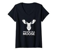 Femme Humour Élan Fais comme si j'étais Un élan T-Shirt avec Col en V