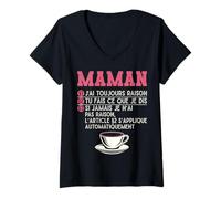 Femme Humour Familial Design de Maman Blagues pour Parents T-Shirt avec Col en V