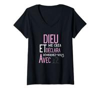 Femme Humour femme chiante caractère-Dieu me créa, démerdez vous T-Shirt avec Col en V