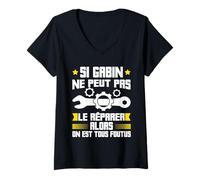 Femme Humour Gabin Prénom Bricoleur Réparateur Mécano Plombier T-Shirt avec Col en V