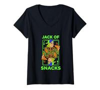Femme Humour Gourmand Jack of Snacks pour Les Amateurs de collations T-Shirt avec Col en V