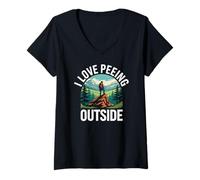 Femme Humour Humoristique randonnée I Love Peeing Outside T-Shirt avec Col en V