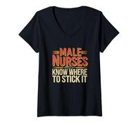 Femme Humour Infirmier Homme Citation Professionnelle T-Shirt avec Col en V