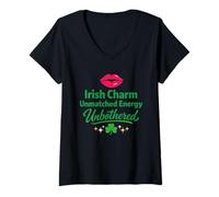 Femme Humour Irlandais drôle Saint Patrick Irish Pride Half Irish DNA T-Shirt avec Col en V
