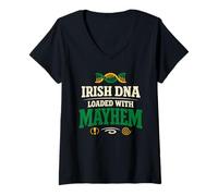 Femme Humour Irlandais drôle Saint Patrick Irish Pride Half Irish DNA T-Shirt avec Col en V