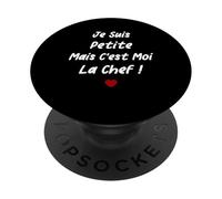 Femme Humour Je suis Petite mais C'est Moi la Chef PopSockets PopGrip Adhésif