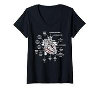 Femme Humour médical Cardiologie Anatomique Coeur Cardiaque Infirmière T-Shirt avec Col en V