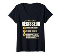 Femme Humour Métier Régisseur T-Shirt avec Col en V