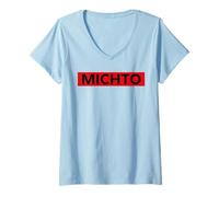 Femme Humour Michto Slogan Humoristique Minimaliste Simple Michto T-Shirt avec Col en V