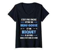 Femme Humour Nom Biquet biche Amour Homme Beau Gosse Biquet T-Shirt avec Col en V