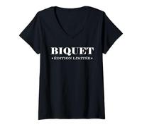 Femme Humour Nom Biquet biche Amour Homme surnom Biquet T-Shirt avec Col en V