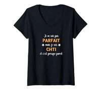 Femme Humour Nord Je ne suis Pas Parfait mais chti T-Shirt avec Col en V