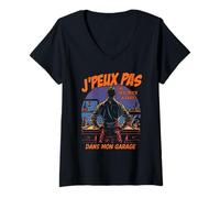 Femme Humour Papa Bricoleur J'peux Pas J'Ai Garage Bricolage Drôle T-Shirt avec Col en V