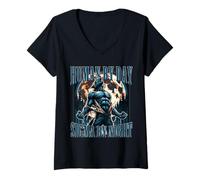 Femme Humour par Jour Sigma by Night Funny Alpha Werewolf Cringe Joke T-Shirt avec Col en V