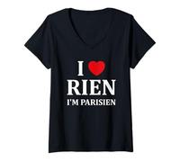 Femme Humour paris I love rien je suis parisien T-Shirt avec Col en V