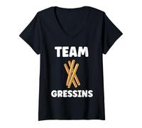 Femme Humour Petit Pain Gressin apéro Drole Team Gressins T-Shirt avec Col en V