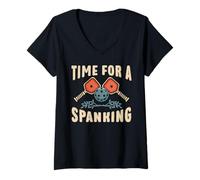 Femme Humour Pickleball Il est Temps de Donner la fessée à Un T-Shirt avec Col en V