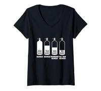 Femme Humour plongée Bouteille Niveaux de Pression Bonheur en Bars T-Shirt avec Col en V