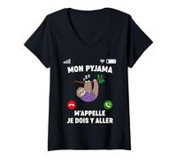 Femme Humour Pyjama M'appelle | Animal Paresseux Nuit Dormir T-Shirt avec Col en V