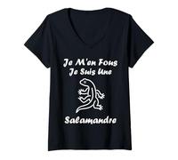 Femme Humour Salamandres Je m'en Fous Je suis Une Salamandre T-Shirt avec Col en V
