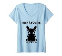 Femme Humour Slogan Humoristique Simple Rien à Foutre T-Shirt avec Col en V