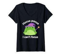 Femme Humour TDAH Hyperactivité Trouble Hocus Pocus I Cant Focus T-Shirt avec Col en V