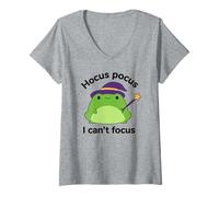 Femme Humour TDAH Hyperactivité Trouble Hocus Pocus I Cant Focus T-Shirt avec Col en V