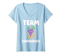 Femme Humour vin Vigneron Raisin amour team Vendanges T-Shirt avec Col en V
