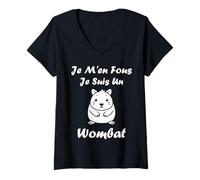 Femme Humour Wombats Animal Drole Je m'en Fous Je suis Un Wombat T-Shirt avec Col en V