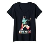 Femme Hung Kuen Art martial chinois coloré, tradition et puissance T-Shirt avec Col en V