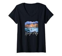 Femme Hunza Valley/Vallée de la Hunza T-Shirt avec Col en V